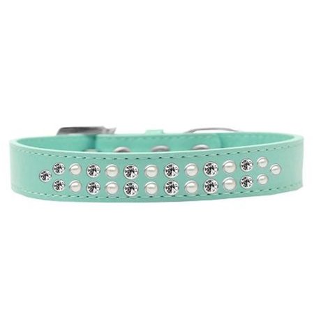 UNCONDITIONAL LOVE Two Row Pearl & Clear Crystal Dog CollarAqua Size 12 UN851303